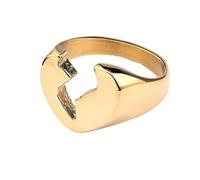 PAURO Femme Acier Inoxydable Bague Coeur Brisé Simple à la Mode Hautement Poli Or Taille 62