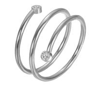 PAURO Femme Acier Inoxydable Double Bande Spirale Bagues Ajustable Ouvert Spirale Avec Cubique Zirconia Extrémités Multifonctionnel Pouce Envelopper Bande Unique Personnalité Bijoux Argent Taille 52