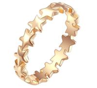 PAURO Femme Acier Inoxydable Empilable Étoile Forme Éternité Bague Anneaux Simple Statement Bijoux Cadeau Or Rose Taille 57