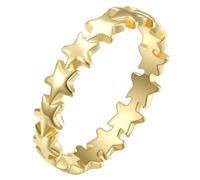 PAURO Femme Acier Inoxydable Empilable Étoile Forme Éternité Bague Anneaux Simple Statement Bijoux Cadeau Or Taille 52