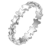 PAURO Femme Acier Inoxydable Empilable Étoile Forme Éternité Bague Anneaux Simple Statement Bijoux Cadeau Argent Taille 52