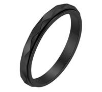 PAURO Femme Acier Inoxydable Rhombus Facetté Rotatif Spinner Bagues pour Anxiété Minimaliste Ajustement Confortable Bijoux Cadeau Noir Taille 52