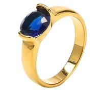 PAURO Femme Acier Inoxydable Zircone Bagues Élégant Statement Engagement Promesse Bijoux Cadeau Or Bleu Taille 57