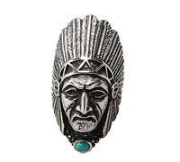 PAURO Homme Acier Inoxydable Vintage Tribal Native American Indien Chef Bague avec Turquoise Stone Size 70