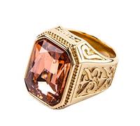 PAURO Homme Bague de Mariage en Zircone Cubique avec Une Grosse Pierre Or Léger Orange Taille 68