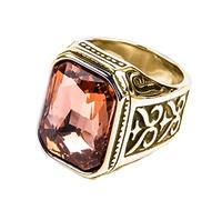 PAURO Homme Bague de Mariage en Zircone Cubique avec Une Grosse Pierre Or Noir Léger Orange Taille 68