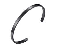 PAURO Homme Femme Acier Inoxydable 4mm Ouverture Plaine Bracelet Jonc Manchette pour Unisexe Noir Dia 62mm