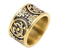 PAURO Hommes Acier Inoxydable 4 Bêtes Gardiennes, Dragon, Tigre Blanc, Suzaku, Bague Sculptée Basalte Or Noir Taille 68