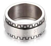 PAURO Hommes Acier Inoxydable Bouddhisme Tibétain Mantra Spinner Bague 10Mm Large Bande Vintage Om Mani Padme Hum Prière Bijoux Argent Taille 62