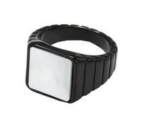 PAURO Hommes Acier Inoxydable Personalized Vintage Trend Light Luxury White Shell Bague Noir Taille 68