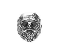 PAURO Hommes Acier Inoxydable Vintage Punk Hip Hop Mignon Lunettes de Soleil Noires Chapeau Grand-père Barbu Bague Argent Taille 72