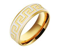 PAURO Hommes en Acier Inoxydable en Acier Rétro Motif de la Grande Muraille Taille 60