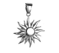PAURO Hommes en Acier Inoxydable Retro Sunface Hip Hop Rocker Collier Pendentif Argent Pas De ChaîNe