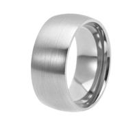PAURO Hommes et Femmes Acier Inoxydable 10MM Classique Minimaliste Arc Brossé Empilable Bague Argent Taille 68