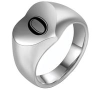 PAURO Hommes et Femmes Acier Inoxydable 12MM Simple Coeur Gravure De 26 Anglais Lettres Bagues Argent O Taille 52