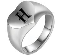 PAURO Hommes et Femmes Acier Inoxydable 12MM Simple Coeur Gravure De 26 Anglais Lettres Bagues Argent H Taille 68
