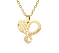 PAURO Hommes et Femmes Acier Inoxydable Classique Individualité Badminton Strass-Studded Cœur Balle Sports Collier Or