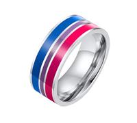 PAURO Hommes et Femmes Acier Inoxydable LGBTQ Amour Chance Bonheur Mariage Arc-en-Ciel Bague Bisexuel Taille 54