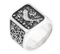 PAURO Hommes et Femmes Acier Inoxydable Personnalité Rétro Hip Hop Punk Chanceux Carpe Bague Argent Taille 57