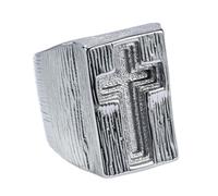 PAURO Hommes et Femmes Acier Inoxydable Retro Individualité Hip Hop Punk Amulette Croix Bague Argent Taille 57