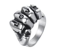 PAURO Hommes et Femmes Acier Inoxydable Vintage Audacieux Poing Amour Design Rock Punk Bague Argent Taille 68
