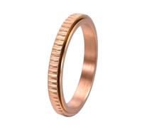PAURO Hommes Femmes Acier Inoxydable 3MM Simplicité Sergenté Relief Design Rotative Bague Or Rose Taille 65