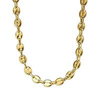 PAURO Hommes Femmes Acier Inoxydable 9mm Colliers de Grains de café délicats Chaîne de clavicules Chunky Bijoux Hip Hop Or, Longueur 18''