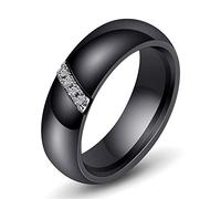PAURO Oblique Barre Zircon Engagement Mariage Bande Bague Femme Céramique