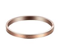 PAURO Simple 6MM Croix Bracelet Jonc Femme Acier Inoxydable Rose Or