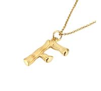 PAURO Titane Acier Bambou Joint Initiales Collier pour Femme 26 Lettre Anglaise Pendentif Chaîne de Clavicule Délicat Personnalisé Charme Bijouterie Or F