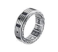 PAURO Unisex Acier Inoxydable Retro Simple Classique Nouveau Trend Personnalisé Tai Chi Anneau Argent Taille 60