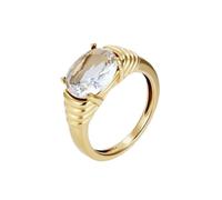 PAURO Unisex Acier Inoxydable Simple Classique Élégant Nouveau Trend Personalisé Gemme Bague Blanc Taille 52