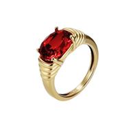 PAURO Unisex Acier Inoxydable Simple Classique Élégant Nouveau Trend Personnalisé Gemme Bague Rouge Taille 54