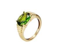 PAURO Unisex Acier Inoxydable Simple Classique Élégant Nouveau Trend Personnalisé Gemme Bague Vert Taille 54