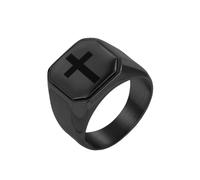 PAURO Unisex Anneau en Acier Inoxydable Simple Élégant Vintage Exquis Trend Croix Noir Taille 62