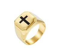 PAURO Unisex Anneau en Acier Inoxydable Simple Élégant Vintage Exquis Trend Croix Or Taille 54