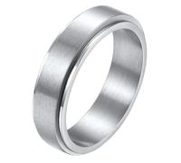 PAURO Unisex Brossé Mat Acier Inoxydable Spinner Bagues pour Anxiété Ajustement Confortable Bande Rotative Simple Minimaliste Bijoux Cadeau Argent Taille 68