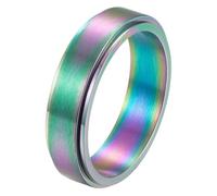 PAURO Unisex Brossé Mat Acier Inoxydable Spinner Bagues pour Anxiété Ajustement Confortable Bande Rotative Simple Minimaliste Bijoux Cadeau Coloré Taille 54