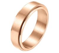 PAURO Unisex Brossé Mat Acier Inoxydable Spinner Bagues pour Anxiété Ajustement Confortable Bande Rotative Simple Minimaliste Bijoux Cadeau Or Rose Taille 57