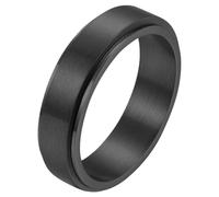 PAURO Unisex Brossé Mat Acier Inoxydable Spinner Bagues pour Anxiété Ajustement Confortable Bande Rotative Simple Minimaliste Bijoux Cadeau Noir Taille 57