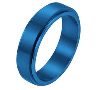 PAURO Unisex Brossé Mat Acier Inoxydable Spinner Bagues pour Anxiété Ajustement Confortable Bande Rotative Simple Minimaliste Bijoux Cadeau Bleu Taille 65