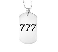 PAURO Unisex Numéro d'ange 777 Collier Acier Inoxydable Pendentif carré Numerologie Simple Bijoux, Argent