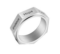 PAURO Unisexe Acier Inoxydable Sept Vertus Fidget Bague Soulagement Stress Anti Anxiété Bague Girevole Bandes Argent Taille 60