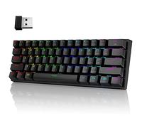 Pauroty 60 % clavier mécanique sans fil, triple mode 2,4 G/USB-C/Bluetooth pour jeux, rétroéclairage RVB, interrupteur bleu clicky, mini clavier sans fil rechargeable à 61 touches pour iPad Mac,