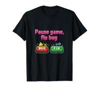 Pause Game Fix Bug Pixel Arcade IT Humour T-Shirt