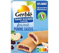 Pause gourmande sans sucres ajoutés avec GERBLE Biscuits fourrés pomme cassis, format familial de 10 sachets individuels, 180g - Lot de 3