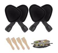 Paute à fromage grillé, 4pcs non-bâton Triangulaire Racette Fromage Felter avec spatule en bois de 4pcs, poêle à grill pour le camping de la cuisine la maison, Melter