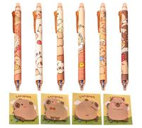 Paute Neutre De Capybara En 6 Pièces Et Notes Note Capybara 4 Pièces, Caricaturé Animal, Stylo De Presse Mignonne, Fournitures Scolaires.