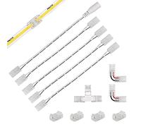 PAUTIX 12 Pack 8mm 2 Pin Connecteur LED Kit pour Ruban LED COB, Comprend 4 Connecteurs milieu,2 en Forme de L,1en Forme de T, 4 15cm de Rallonge à Double Extrémité et 1 Connecteur Femelle DC