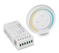 PAUTIX 2 en 1 couleur unique + CCT Contrôleur de bande LED, variateur à distance sans fil 2,4 G RF pour Ruban LED 2835/COB/CCT, 12-24 V 144 W-288 W (batterie non incluse dans la télécommande).